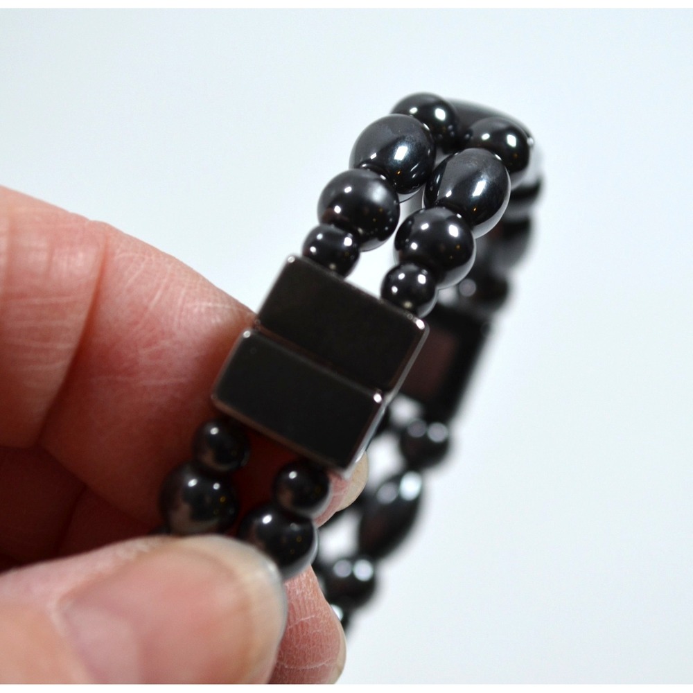 Magnetic Gunmetal Black Silver Tone Bracelet 6.5" - Picture 3 of 8